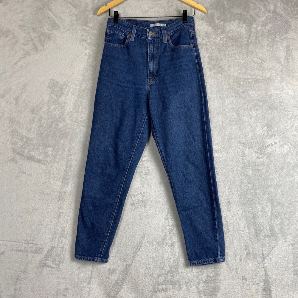 Levis High Waisted Mom Jeans Dark Wash‎ Blue Tapered Leg 26986-0009 Womens 27x29